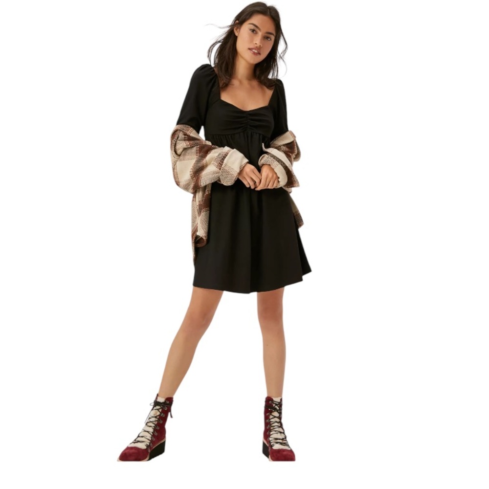 Anthropology Maeve Raelynn Sweetheart Black Mini Dress Size Large - Picture 2 of 12